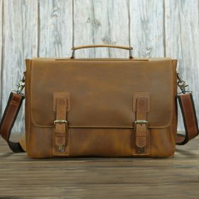 Retro First Layer Cowhide One-shoulder Messenger Bag (Option: Yellow brown)