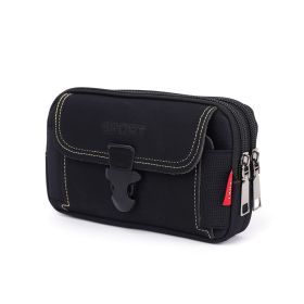 Men's 6.5 Inch Multifunctional Vertical Canvas Mobile Phone Waist Bag (Option: Horizontal black)