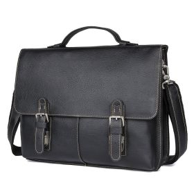 Men's Retro Casual Leather Business Briefcase (Color: Black)