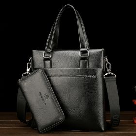 Leather Computer Leisure Bag With One Shoulder (Option: Set of vertical black)