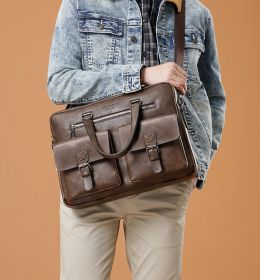 New Style Handbag Men's Horizontal One-shoulder Diagonal Computer (Color: Coffee)