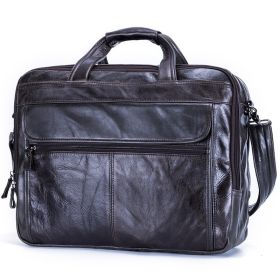 Business Men's 15.6 Inch Leather Computer Bag (Option: Green oil)