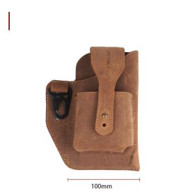 Men's Dual Mobile Phone Bag Hanging Waist   Outdoor Construction Site Leather Belt Cover (Option: Brown with keychain)