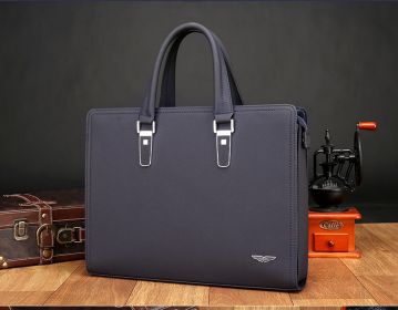 Men's Handbag Business Briefcase Shoulder Messenger Official Briefcase (Color: Navy Blue)