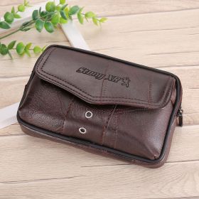 Men's Leather Belt Waist Bag With Large Capacity (Option: Coffee-Horizontal payment)