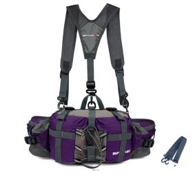 Tactics Waist Bag Men Women Multifunction Waterproof Shoulder Bag Outdoor Camping Hiking Riding Travel Sport Kettle Backpack Bag (Color: Purple)