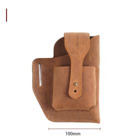 Men's Dual Mobile Phone Bag Hanging Waist   Outdoor Construction Site Leather Belt Cover (Option: Brown keyless chain)