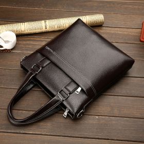 Leather Computer Leisure Bag With One Shoulder (Option: Vertical brown single bag)