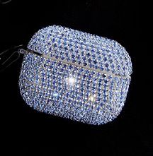 Compatible with Apple, Rhinestone Protective Sleeve 3pro Hanging Buckle Anti-drop (Option: Pure blue-Airpods 3pro)