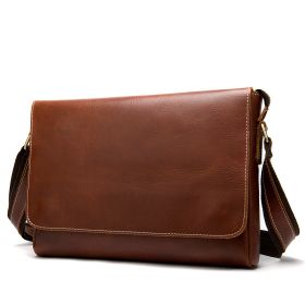 The First Layer Cowhide Shoulder Bag Retro Messenger Bag (Option: 1136red brown)