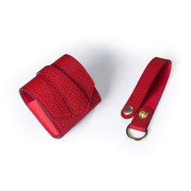 Compatible with Apple, Compatible with Apple , Bluetooth Second Generation Leather Anti-lost Rope Earphone Bag (Color: Red)