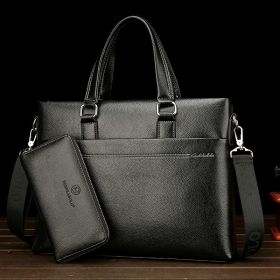 Leather Computer Leisure Bag With One Shoulder (Option: A set of horizontal black)