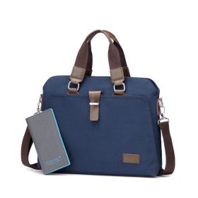 Men's Business Casual Oxford Cloth Handheld One Shoulder Canvas Briefcase (Option: Blue-M with wallet)