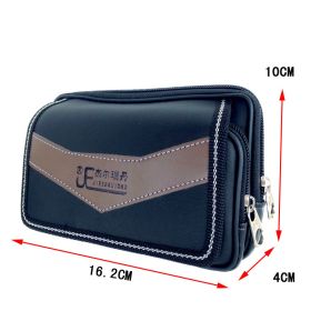 Imitation Leather Double Pull Phone Pockets Middle-aged And Elderly Wear Belt 6.0 Inch Screen (Color: Black)