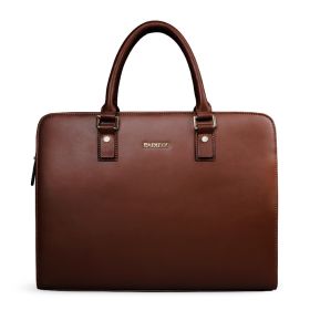 Real Cowhide Men's Bag Briefcase Business Handbag (Color: Khaki)