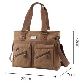 New Men's Handbag Canvas Business Briefcase (Color: Coffee)