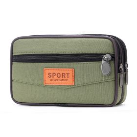 Enlarged Canvas Mobile Phone Bag Zipper Waterproof (Option: Horizontal green)