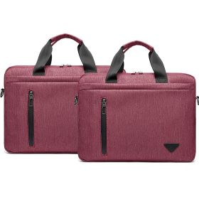 Large Capacity Waterproof Shoulder Crossbody Computer Bag (Option: Purplish Red Large-15 Inch)