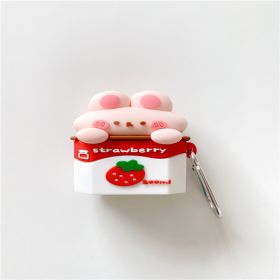 Cute Strawberry Milk Wireless Earphone Case Silicone (Option: Strawberry Bunny-3generation)