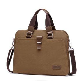 Men's Business Casual Oxford Cloth Handheld One Shoulder Canvas Briefcase (Option: Coffee-L)