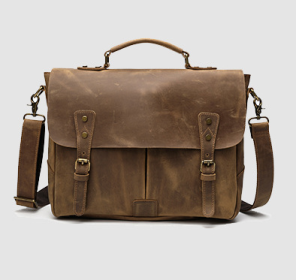 Leather Portable Mens Briefcase Satchel (Option: Light Brown)