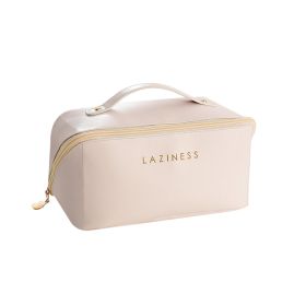 Large Capacity Travel Cosmetic Bag Double Layered Cosmetic Bag (Color: White)