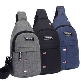 Men's Oxford Fabric Chest Bag Shoulder Crossbody Bag Canvas Backpack (Color: Black)