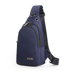 Oxford Cloth Versatile Waterproof Simple Casual Men and Women Cross-body Bag (Color: Blue)