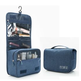 Toiletry Bag Travel for Women Men with Hanging Hook, Water-resistant Travel Organizer Kit for Toiletries Make Up Accessories (Color: Navy Blue)