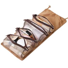 Detachable Cosmetic Bag, 4 IN 1 Removable Portable Toiletry Travel Hanging Makeup Bags Organizer ,Bathroom Bag for Shower (Color: Brown)