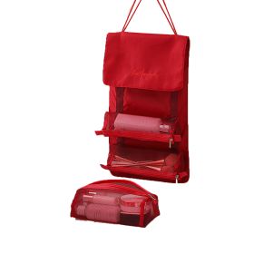 Detachable Cosmetic Bag, 4 IN 1 Removable Portable Toiletry Travel Hanging Makeup Bags Organizer ,Bathroom Bag for Shower (Color: Red)