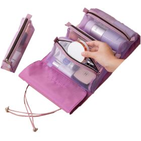 Detachable Cosmetic Bag, 4 IN 1 Removable Portable Toiletry Travel Hanging Makeup Bags Organizer ,Bathroom Bag for Shower (Color: Purple)