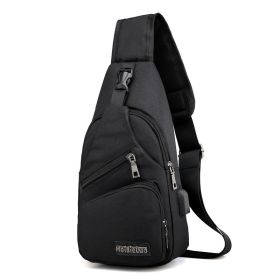 Men's simple sport Oxford One Shoulder Bag and Cross Body Bag (Color: Black)