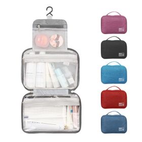 Travel Toiletry Bags Large Makeup Cosmetic Case Organizer with Hanging Hook (Color: Red)