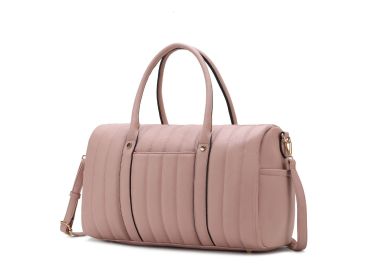 MKF Collection Luana Quilted Vegan Leather Women's Duffle Bag by Mia k (Color: Mauve, Material: Vegan Leather)