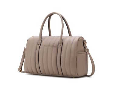 MKF Collection Luana Quilted Vegan Leather Women's Duffle Bag by Mia k (Color: Taupe, Material: Vegan Leather)