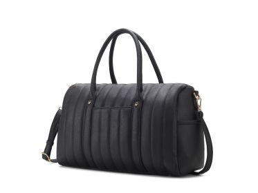 MKF Collection Luana Quilted Vegan Leather Women's Duffle Bag by Mia k (Color: Black, Material: Vegan Leather)