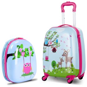 2 Pieces 12 Inch 16 Inch Kids Luggage Set with Backpack and Suitcase for Travel (Style: Deer)