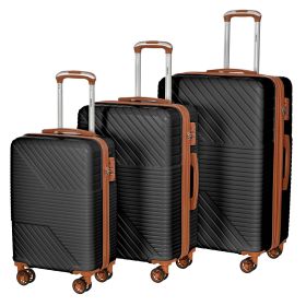 Hardshell Luggage Sets 3 Piece double spinner 8 wheels Suitcase with TSA Lock Lightweight 20''24''28'' (Color: as Pic)