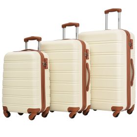 3 Piece Luggage Set Hardside Spinner Suitcase with TSA Lock 20" 24' 28" Available (Color: as Pic)