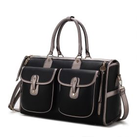 MKF Collection Genevieve Duffle Handbag Color Block Vegan Leather Women by Mia k (Color: Pewter, Material: Vegan Leather)