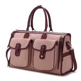 MKF Collection Genevieve Duffle Handbag Color Block Vegan Leather Women by Mia k (Color: Pink, Material: Vegan Leather)