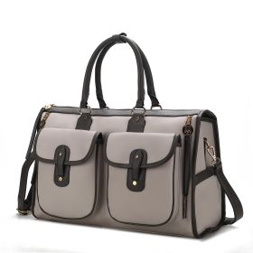 MKF Collection Genevieve Duffle Handbag Color Block Vegan Leather Women by Mia k (Color: Lt Grey, Material: Vegan Leather)