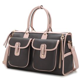 MKF Collection Genevieve Duffle Handbag Color Block Vegan Leather Women by Mia k (Color: Charcoal, Material: Vegan Leather)