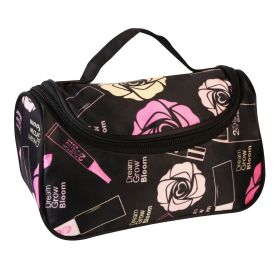 Travel Makeup Bag Portable Cosmetic Organizer with Cosmetic Mirror Waterproof Toiletry Wash Bag for Women (Color: Rose)