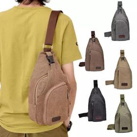 Sling Cling Cotton Canvas Messenger Bag in 5 Colors (Color: Bold Khaki)