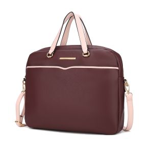 MKF Collection Rose Briefcase by Mia K (Color: Wine, Material: Vegan Leather)