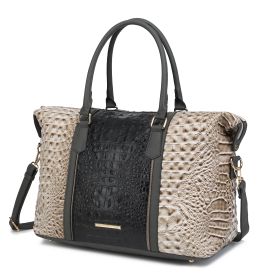 MKF Collection Raven Faux Crocodile-Embossed Vegan Leather Women's Duffle Bag by Mia K (Color: Grey, Material: Vegan Leather)