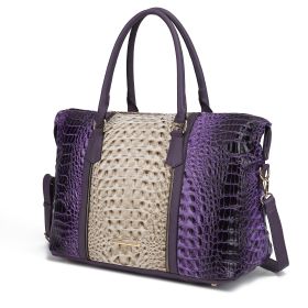 MKF Collection Raven Faux Crocodile-Embossed Vegan Leather Women's Duffle Bag by Mia K (Color: Violet, Material: Vegan Leather)