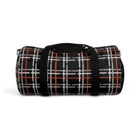 Duffel Bags, Black And Orange Tartan Style Bag (size: small)